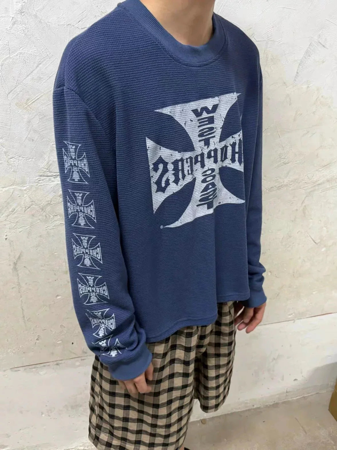 West Coast Choppers Cross Print ERD Stylist Same Style Waffle Sanskrit Long Sleeve (5)
