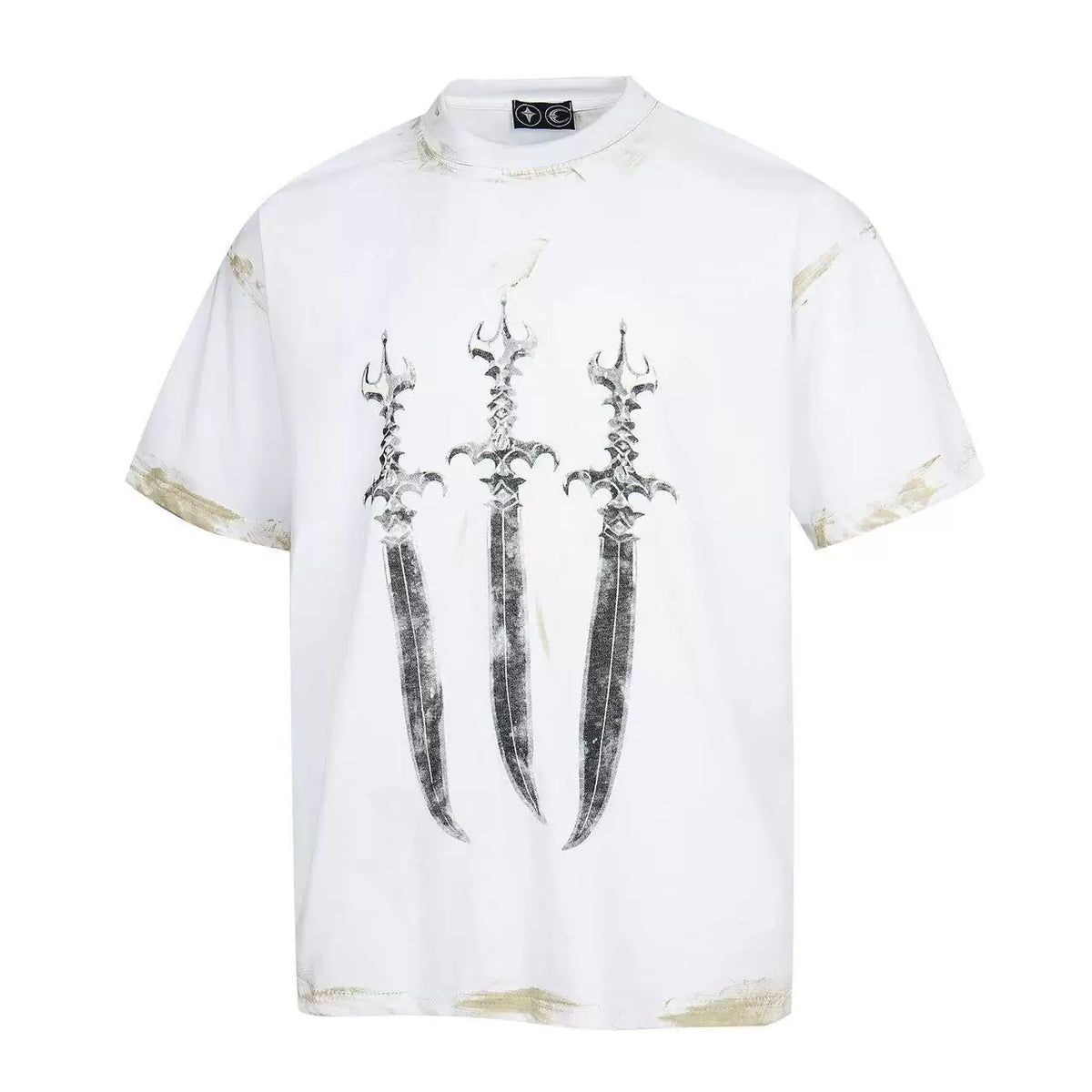 Thug Club White Vintage Wash Triple Sword Graphic T-Shirt