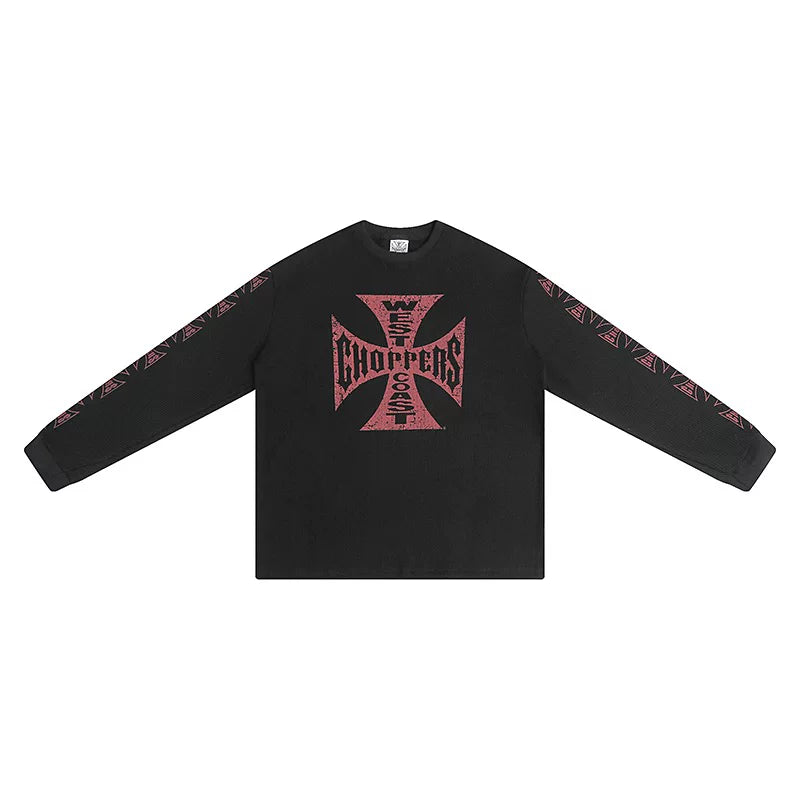 West Coast Choppers Cross Print ERD Stylist Same Style Waffle Sanskrit Long Sleeve (4)