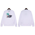 Palm Angels Cartoon Palm Tree & Graffiti Logo Crewneck - White