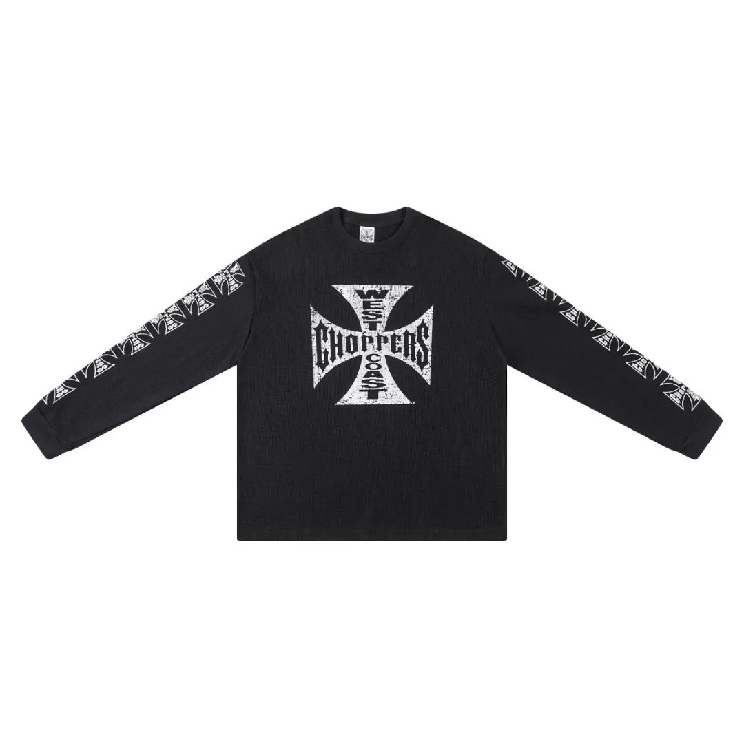 West Coast Choppers Cross Print ERD Stylist Same Style Waffle Sanskrit Long Sleeve (6)