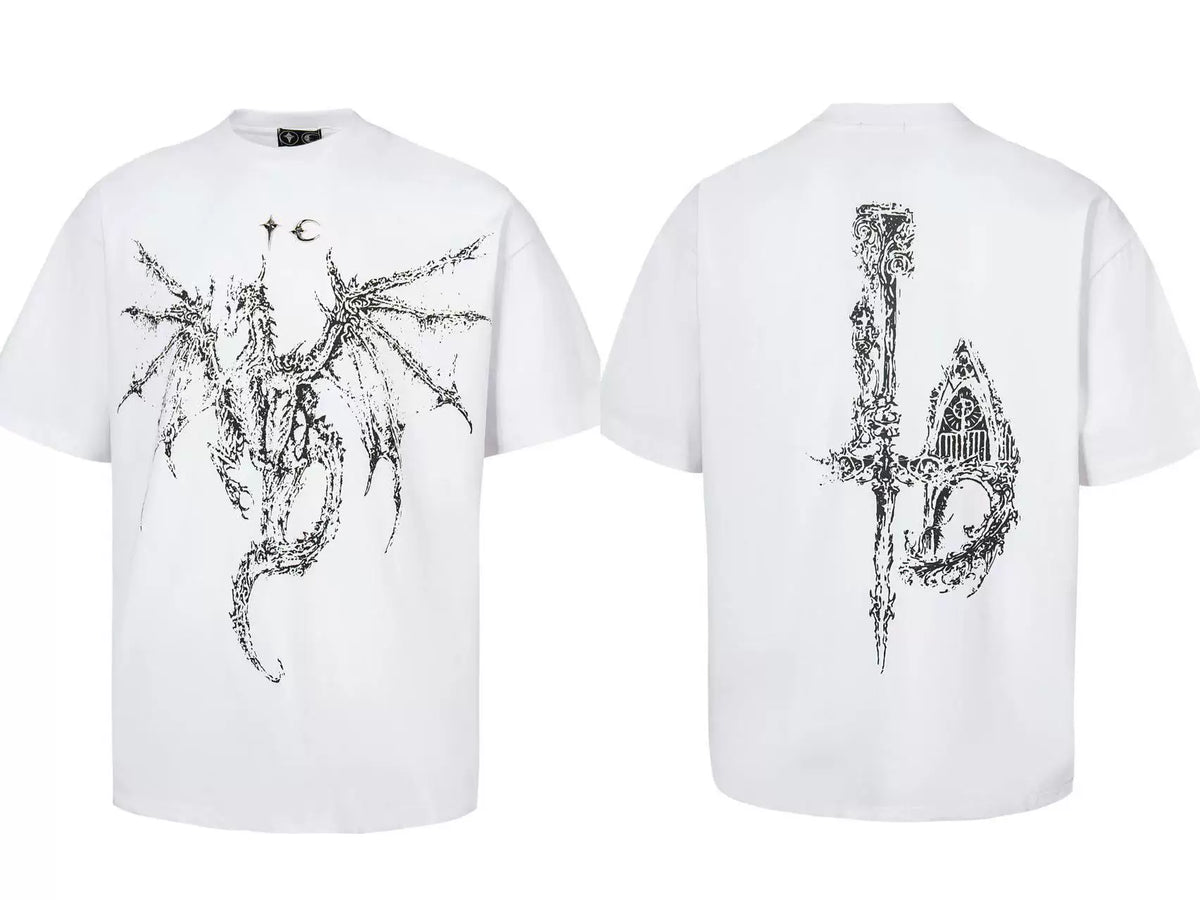 Thug Club White & Black Winged Dragon Graphic T-Shirt
