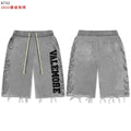 VALEFOREVER Grey Washed Denim Shorts with Black Script Print