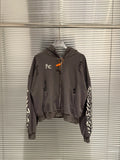 Thug Club Charcoal Distressed Flame Sleeve Zip-Up Hoodie