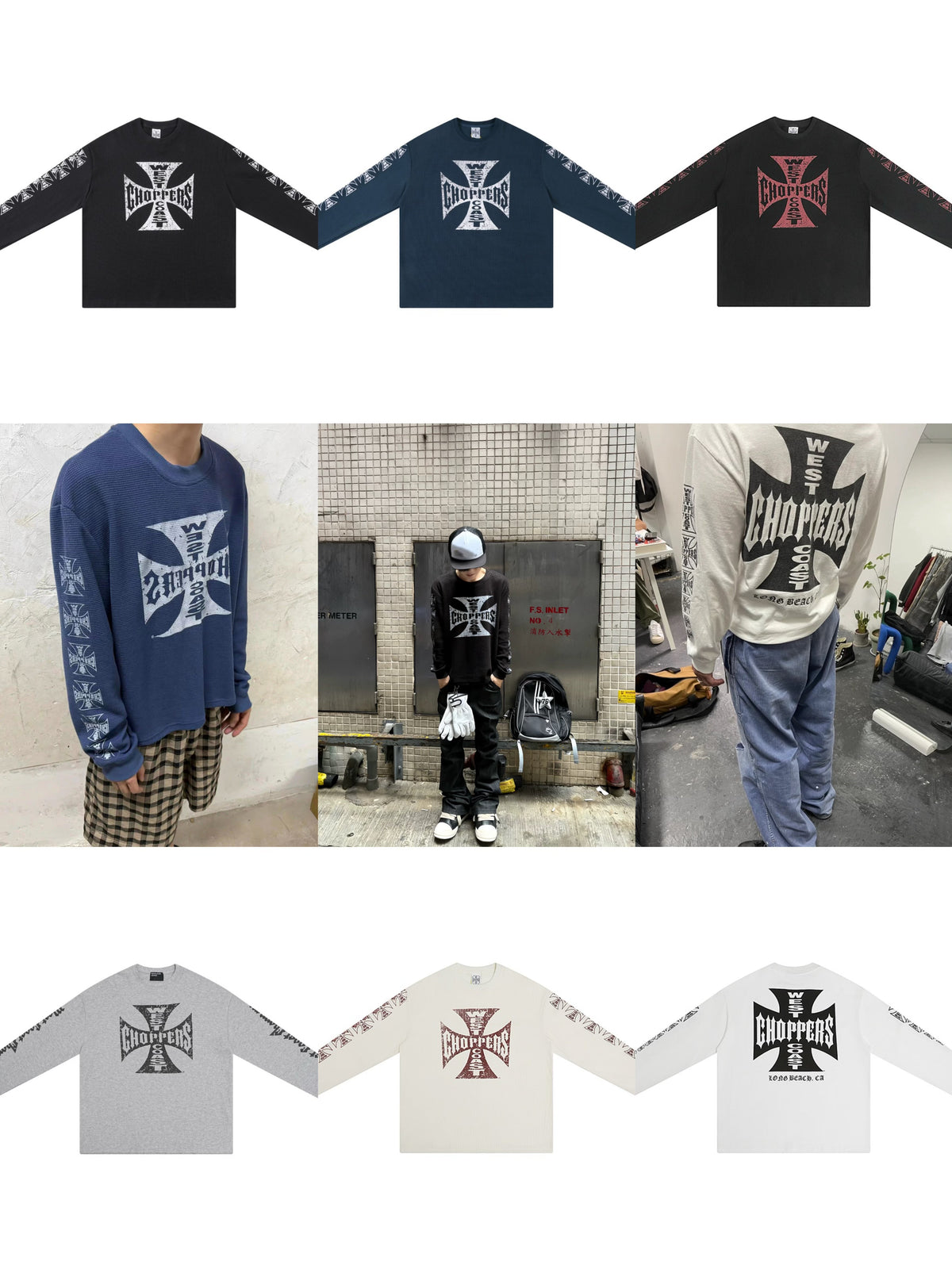 West Coast Choppers Cross Print ERD Stylist Same Style Waffle Sanskrit Long Sleeve (1)