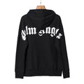 Palm Angels Curved Logo Back Shoulder Hoodie - Black/White